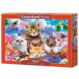 PUZZLE KITTENS WITH FLOWERS