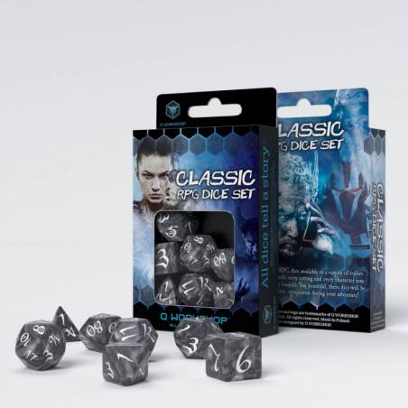 CLASSIC RPG DICE SET FUMEE/BLANCDES & BOURSES Set de des classic rp...