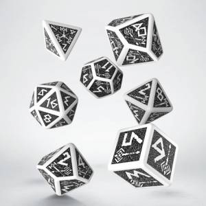 DWARVEN WHITE & BLACK DICE SETDES & BOURSES Set de dès Dwarven aux ...