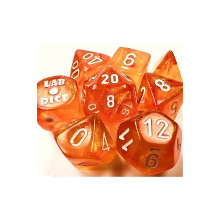 LAB DICE SET - ORANGE SANGUINE ET BLANC
