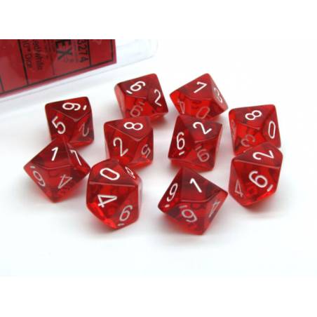SET D10 ROUGE ET BLANC TRANSLUCIDESET DE DES SET 10D10 ROUGE&BLANC ...