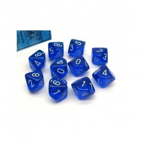 SET D10 BLEU ET BLANC TRANSLUCIDE