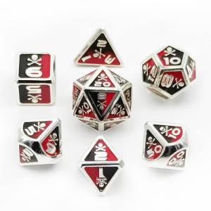 SET PIRATE ROUGE NOIR OU BLANC NOIRDES & BOURSES Ce set de dés méta...