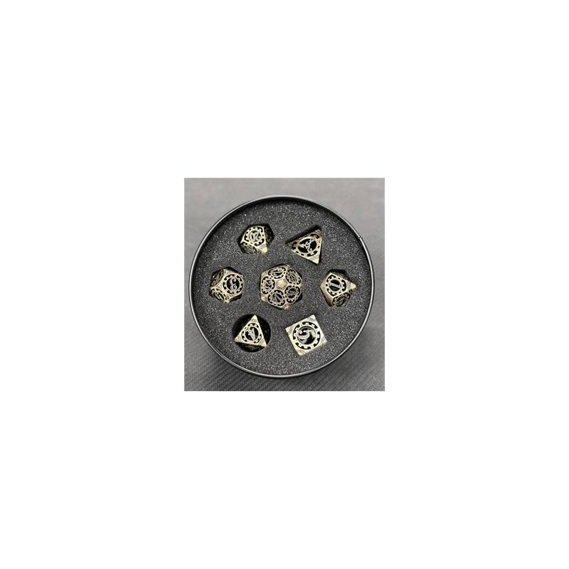 SET DE DES METAL DANS BOX ENGRENAGE CREUX ARGENTACCESSOIRES SET DE ...