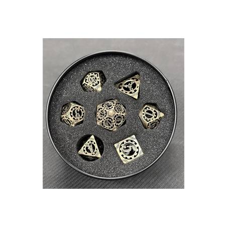 SET DE DES METAL DANS BOX ENGRENAGE CREUX ARGENTACCESSOIRES SET DE ...