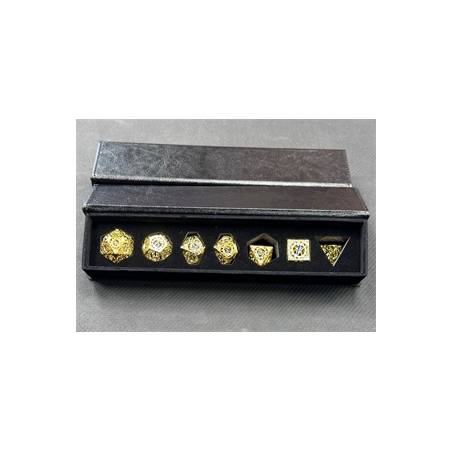 SET DE DES METAL AVEC ECRIN OR CREUX