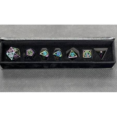 SET DE DES METAL AVEC ECRIN CHROME