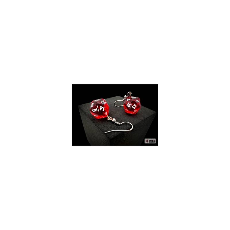 BOUCLES D'OREILLES CROCHET D20 ROUGE/BLANC BOUCLES D'OREILLES CROCHET D20 ROUGE/BLANC