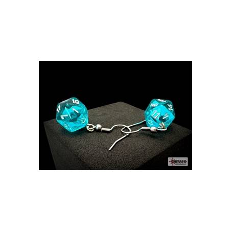 BOUCLES D'OREILLES CROCHET D20 CYAN/BLANC