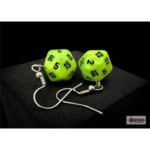 ACCESSOIRES BOUCLES D'OREILLES CROCHET D20 VERT/NOIR