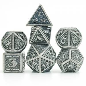 SET DE 7 DES METAL ECAILLE DE DRAGON D'ARGENTSET DE DES SET DE DES ...