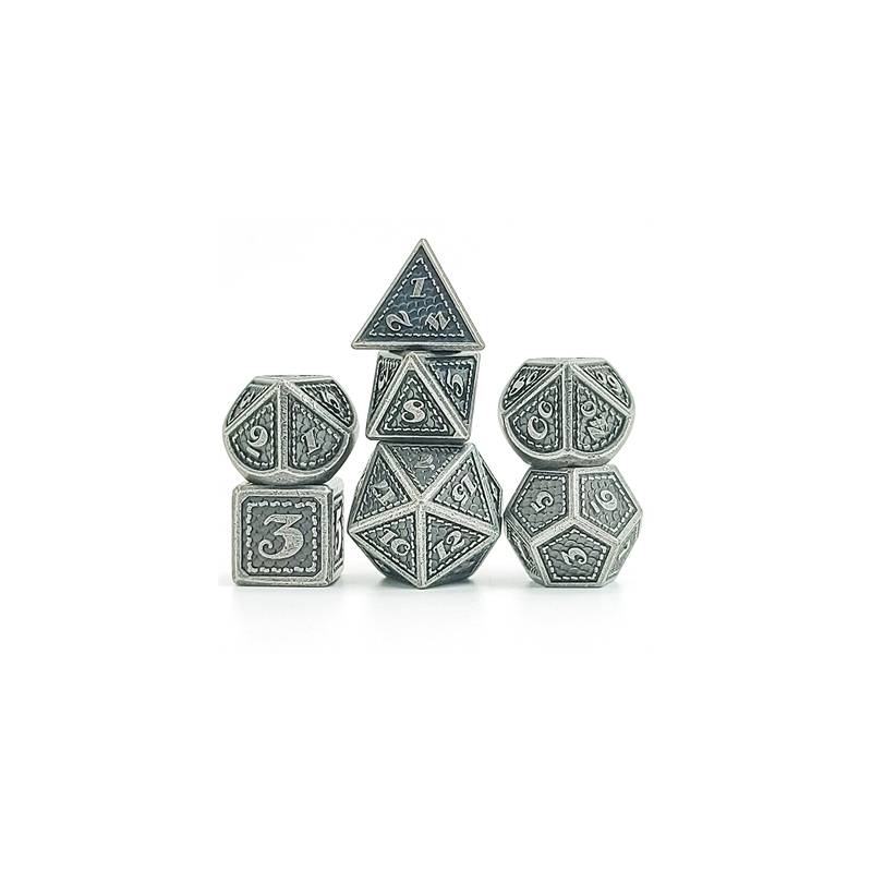 SET DE 7 DES METAL ECAILLE DE DRAGON D'ARGENTSET DE DES SET DE DES ... SET DE 7 DES METAL ECAILLE DE DRAGON D'ARGENTSET DE DES SET DE DES ...