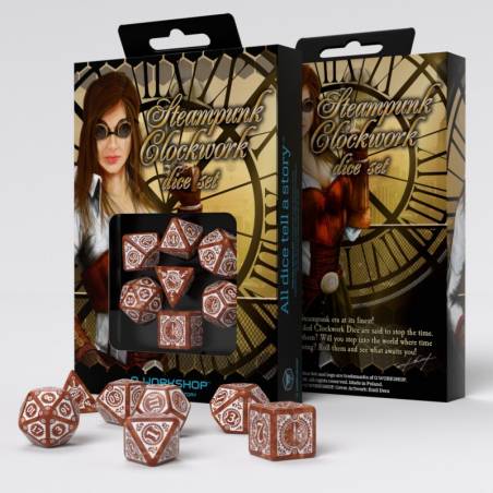 SET DE DES STEAMPUNK CLOCKWORK : CARAMEL ET BLANCSET DE DES SET DE ...