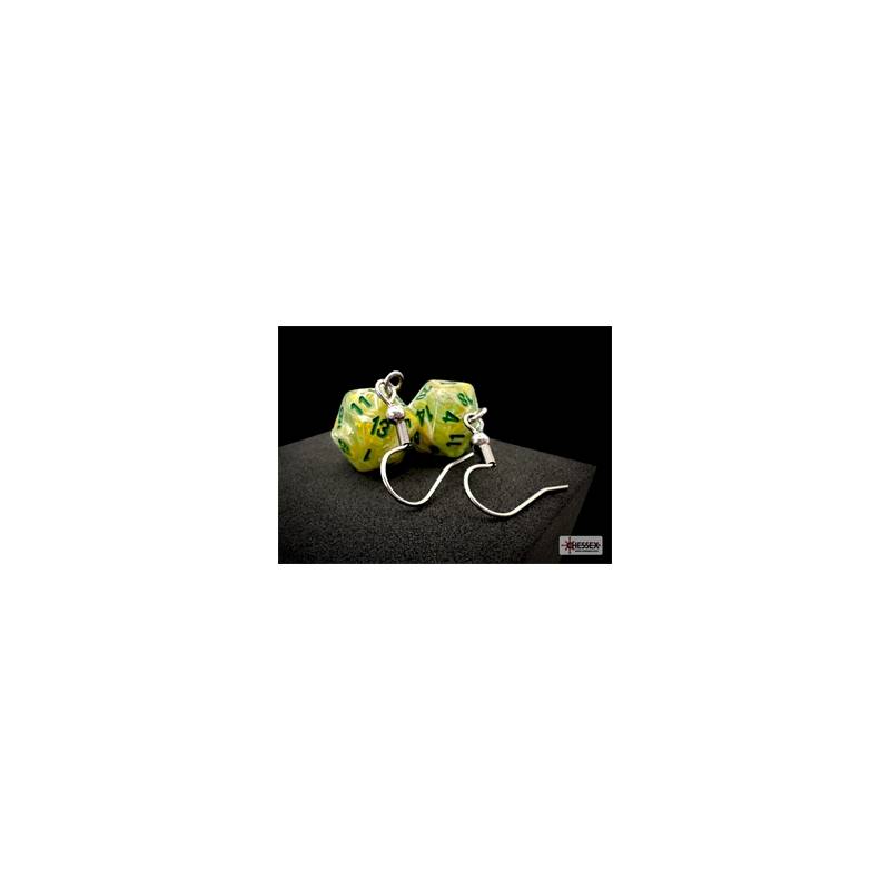 ACCESSOIRES BOUCLES D'OREILLES CROCHET D20 MARBLE VERT/VERT FONCE