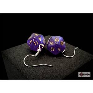 BOUCLES D'OREILLES CROCHET D20 VIOLET ROYAL/OR