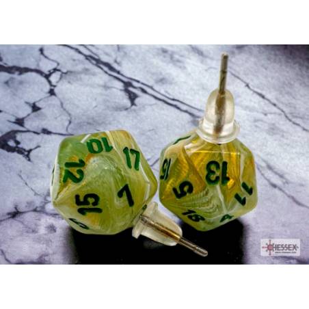 ACCESSOIRES BOUCLES D'OREILLES D20 MARBRE VERT