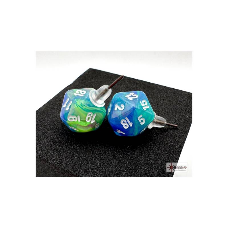 ACCESSOIRES BOUCLES D'OREILLES D20 FESTIVE BLEU/VERT
