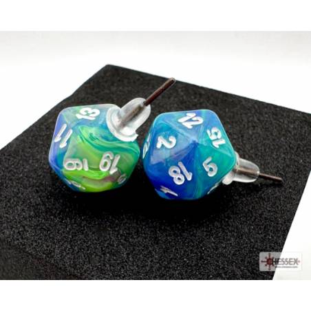 ACCESSOIRES BOUCLES D'OREILLES D20 FESTIVE BLEU/VERT
