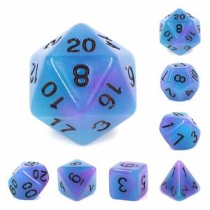 SET DE DES BLEU PURPLE GLOW IN THE DARK ACCESSOIRES SET DE DES