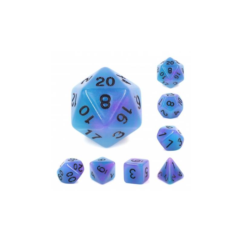 SET DE DES BLEU PURPLE GLOW IN THE DARK ACCESSOIRES SET DE DES