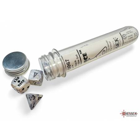 LAB DICE SET DE 7+1 DES CALCITE DE MARBRE/BLEU
