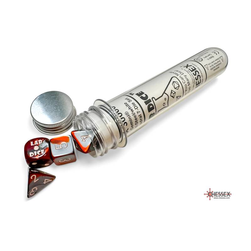 ACCESSOIRES LAB DICE SET DE 7+1 DES ACIER ROUILLE/NOIR