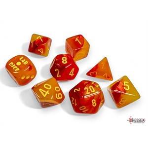 CHESSEX - SET DE 8 DES - GEMINI ROUGE ORANGE JAUNE LUMINARY