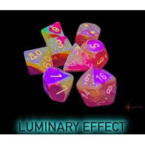 CHESSEX - SET DE 8 DES - GEMINI ROUGE ORANGE JAUNE LUMINARY
