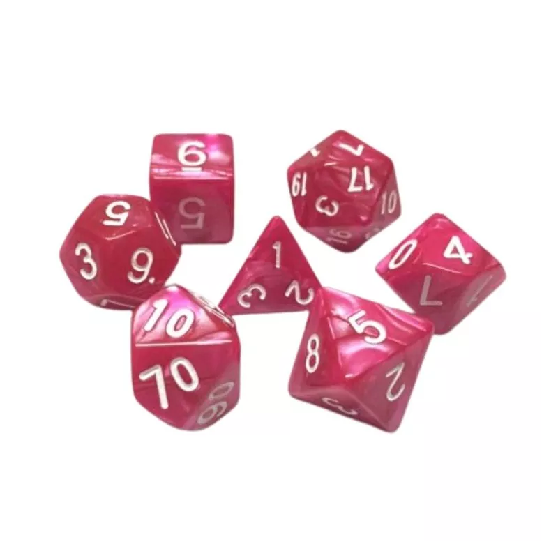 SET DE 7 DES – 16MM - ROSE ROUGE NACREDES & BOURSES Lot de 7 dés fu... SET DE 7 DES – 16MM - ROSE ROUGE NACREDES & BOURSES Lot de 7 dés fu...