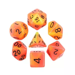 SET DE 7 DES – 16MM - FEU PHOSPHORESCENTDES & BOURSES Lot de 7 dés ...