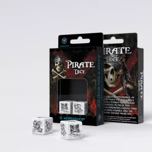 DICE PIRATE (2) WHITE & BLACKDES & BOURSES 2 dés 6 pirates !