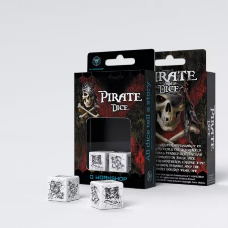 DICE PIRATE (2) WHITE & BLACKDES & BOURSES 2 dés 6 pirates !