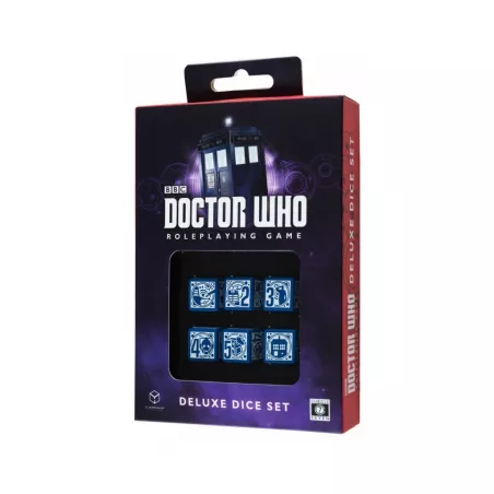 DICE SET DOCTOR WHODES & BOURSES Set de 6 D6 blanc et bleu pour le ...