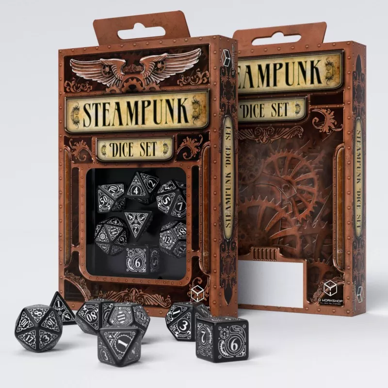 STEAMPUNK DICE SET BLACK AND WHITEDES & BOURSES