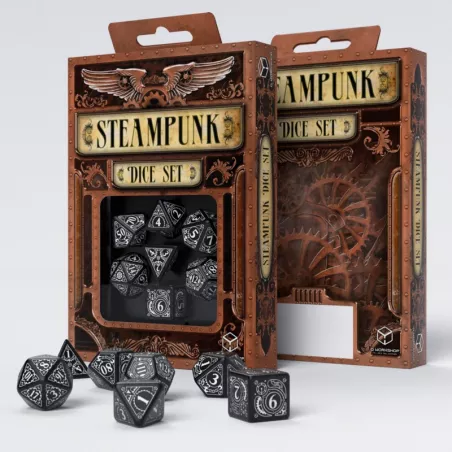 STEAMPUNK DICE SET BLACK AND WHITEDES & BOURSES