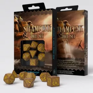 STEAMPUNK DICE SET BROWN AND YELLOWDES & BOURSES Set de dès steampu...