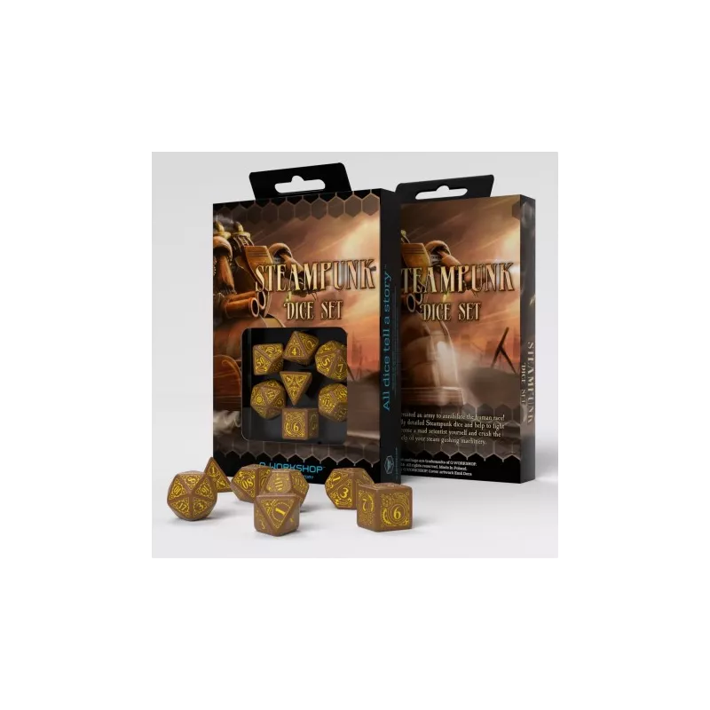 STEAMPUNK DICE SET BROWN AND YELLOWDES & BOURSES Set de dès steampu... STEAMPUNK DICE SET BROWN AND YELLOWDES & BOURSES Set de dès steampu...