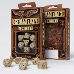 STEAMPUNK DICE SET BEIGE AND BLACKDES & BOURSES