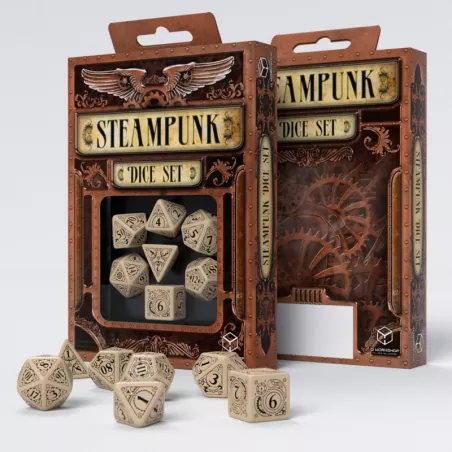 STEAMPUNK DICE SET BEIGE AND BLACKDES & BOURSES