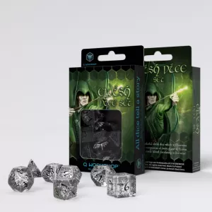 DICE SET ELVISH COBALT & SILVERDES & BOURSES