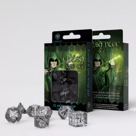DICE SET ELVISH COBALT & SILVERDES & BOURSES