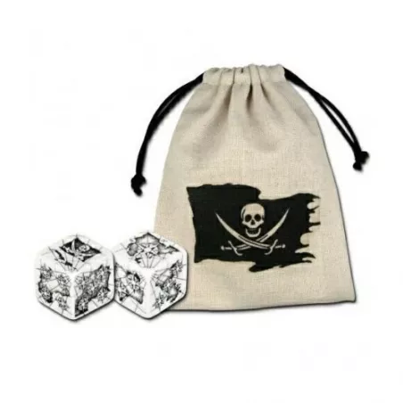 DICE AND BAG PIRATEDES & BOURSES 2 dés 6 + un pochon
