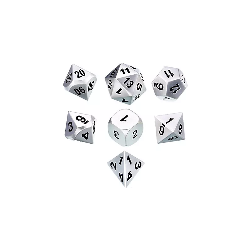 SOLID METAL SILVER COLOR POLY 7 DIE SETDES & BOURSES set de des en ... SOLID METAL SILVER COLOR POLY 7 DIE SETDES & BOURSES set de des en ...