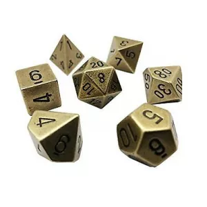 SOLID METAL GOLD BRASS COLOR POLY 7 DIE SETDES & BOURSES set de des...