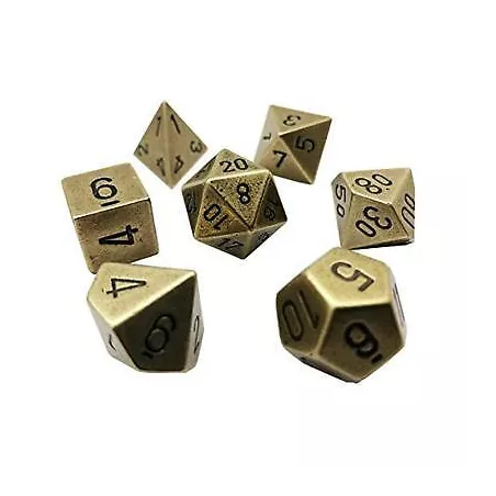 SOLID METAL GOLD BRASS COLOR POLY 7 DIE SETDES & BOURSES set de des...