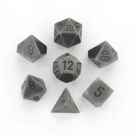 SOLID METAL DARK METAL COLOR POLY 7 DIE SETDES & BOURSES set de des...