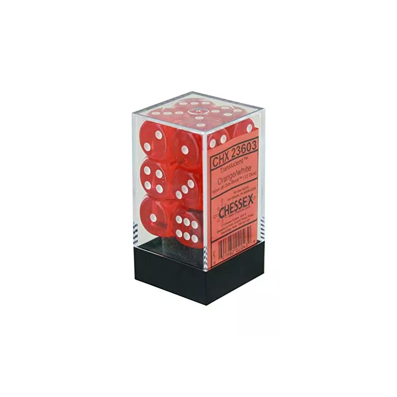 SET 12D6 ORANGE TRANSLUCIDE CHESSEXDES & BOURSES