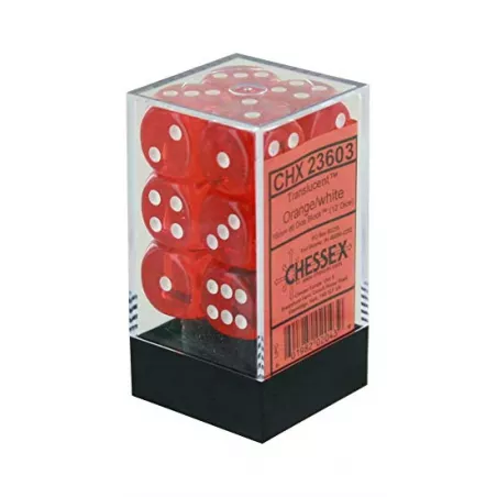 SET 12D6 ORANGE TRANSLUCIDE CHESSEXDES & BOURSES