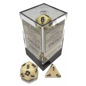 SET COMPLET 7 DÉS TACHETÉ IVOIRE/NOIRDES & BOURSES