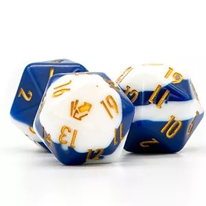 CM D20 BLEU BLANC ORDES Cardmarket Opaque D20 Die (Blue, White & Gold)